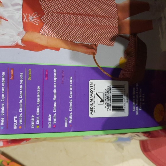 NIP RED RIDING HOOD COSTUME KIDS 5-7 YEARS HOODED CAPE DRESS BELTED CORSET - Picture 2 of 6